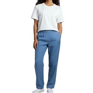 Womens Vintage 90s Beautex 100% Silk Blue Track Windbreaker Pants Size Medium